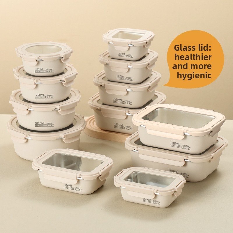 Meal Prep Containers Xl - Fresh-keeping Box 304 Stainless Steel Glass