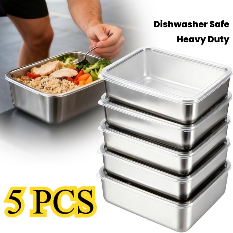 5pcs Stainless Steel Food Cont - Meal Prep Containers Xl recension och pris