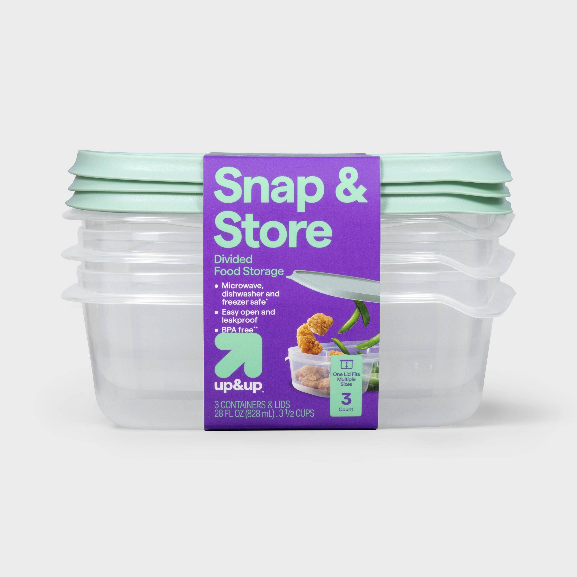 3ct Clear Plastic Divided Rect - Meal Prep Container recension och pris