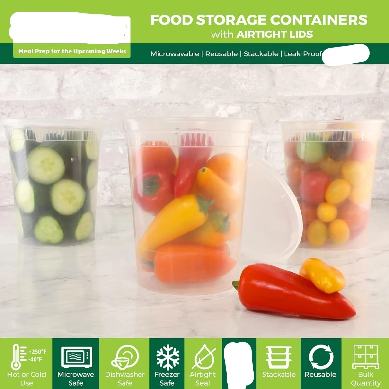 [24 Set] 8oz-32 Oz Plastic Del - Meal Prep Container recension och pris
