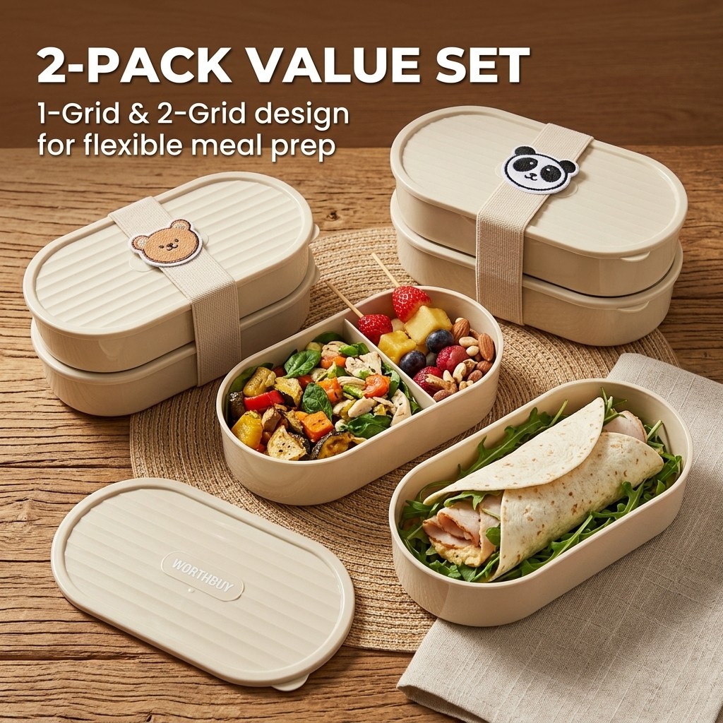 2Pcs/Set Cartoon Kids Bento Bo - Salad Container Jar recension och pris