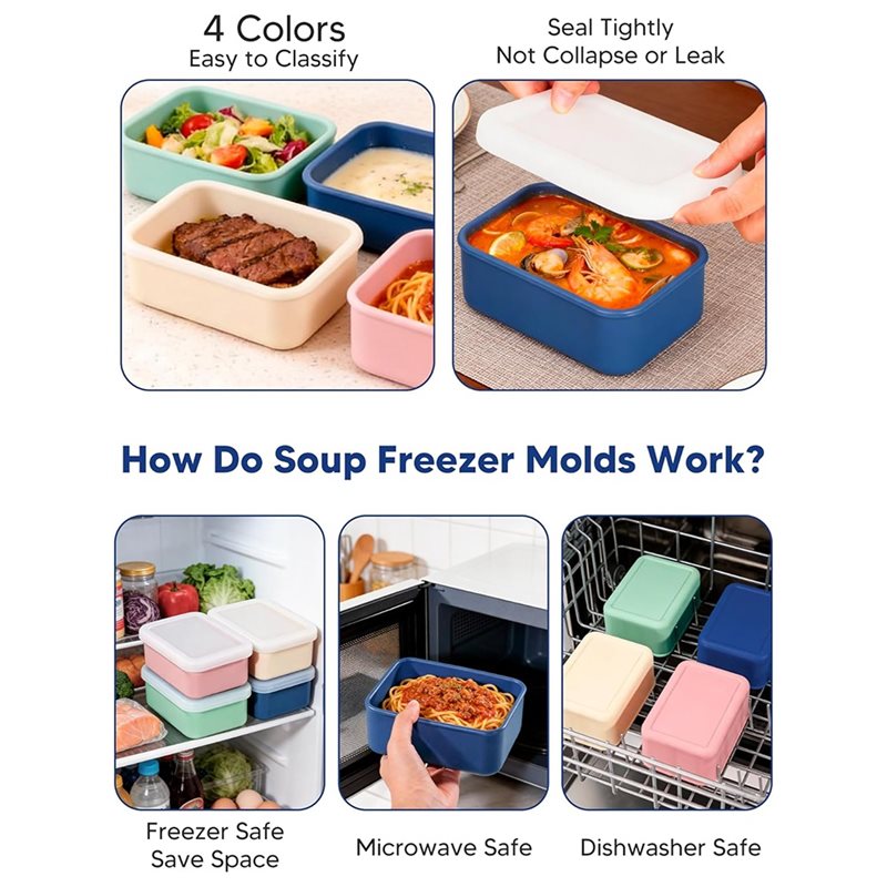 AB33-4-Pack Silicone Freezer M - Meal Prep Container recension och pris