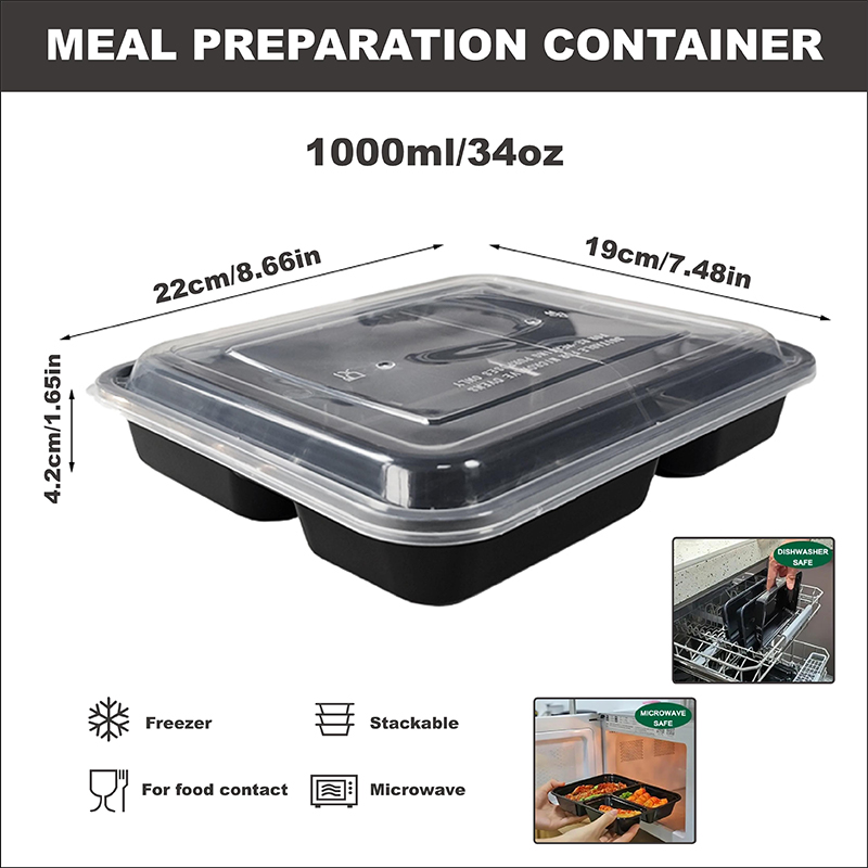 3-Compartment 34 Oz/1000 Ml, 1 - Meal Prep Lunch recension och pris